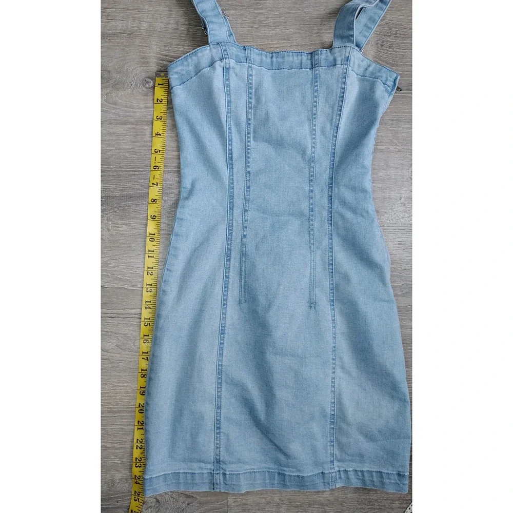 Forever 21 Denim Mini Dress Size S Juniors Bodycon Light‎ Wash Sleeveless Y2K